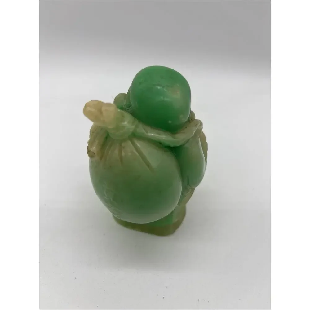 Jade Green Colored Resin Wealth Happy Buddha Statue 3.5